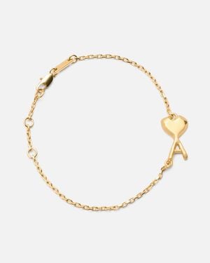 Ami Paris Brass Thin Hammered Ami De Coeur Bracelet - Natural