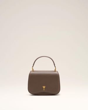 Ami Paris Cowhide Leather Paris Paris Top Handle Bag - Natural
