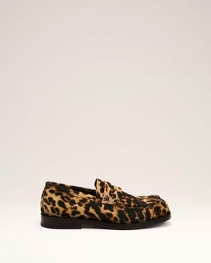 Ami Paris Leopard Print Cowhide Leather Loafers - Natural