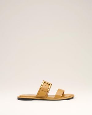 Ami Paris Cow Leather Buckle Sandals - Natural
