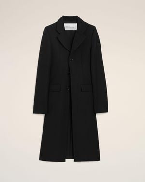 Ami Paris New Wool Simple Breasted Fitted Coat - Black