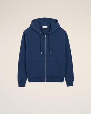 Ami Paris Cotton Ami De Coeur Zipped Hoodie - Blue