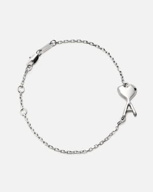 Ami Paris Brass Bracelet With Hammered Ami De Coeur - Natural