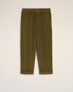 Ami Paris Cotton Carrot Corduroy Oversized Trousers - Green