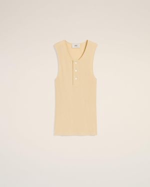 Ami Paris Light Ribbed Jersey Tanktop - Natural