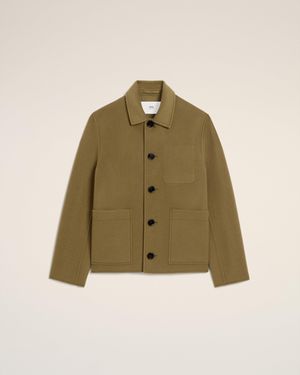 Ami Paris Wool Boxy Buttoned Jacket - Green