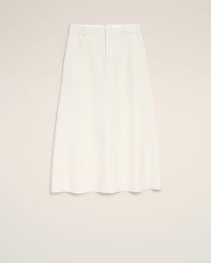 Ami Paris Blended Linen Tailor Construction Long Trapeze Skirt - Natural
