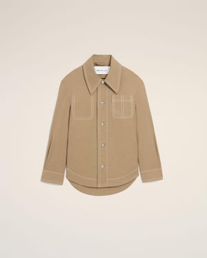 Ami Paris Cotton Worker Buttoned Jacket - Natural