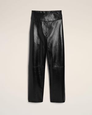 Ami Paris Lamb Leather Wrapped Belted Pants - Black