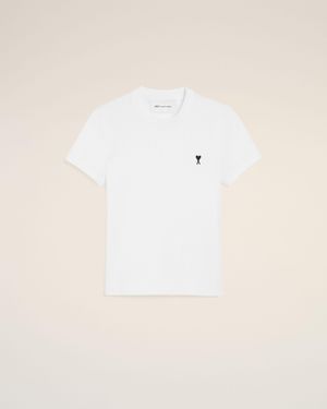 Ami Paris Cotton Ami De Coeur Cropped T-Shirt - Natural