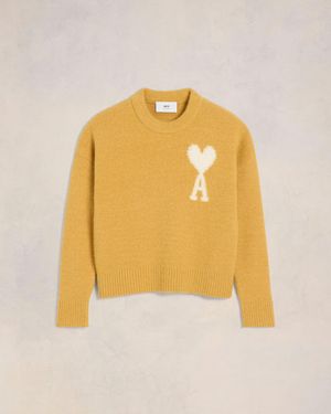 Ami Paris Off- Ami De Coeur Crew Neck Jumper - Orange