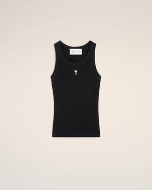 Ami Paris Ami De Couer Cotton Tank Top - Black