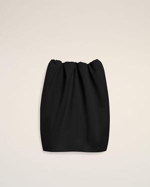 Ami Paris Midi Gathered Satin Skirt - Black