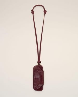 Ami Paris Burgundy Mimi Cow Leather Glasses Case - Natural