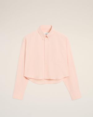Ami Paris Cotton Ami De Coeur Cropped Oversized Shirt - Pink
