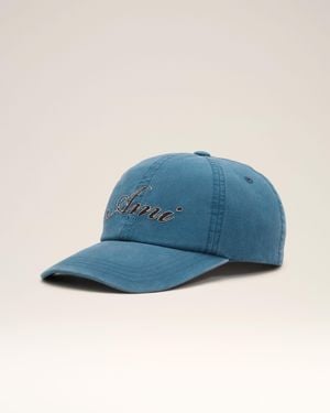 Ami Paris Cotton Cap With Emboirery - Blue