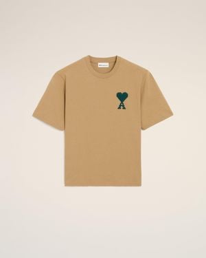 Ami Paris Cotton Ami De Coeur T-Shirt - Natural
