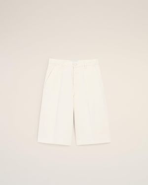 Ami Paris Cotton Loose Bermuda Shorts - Natural