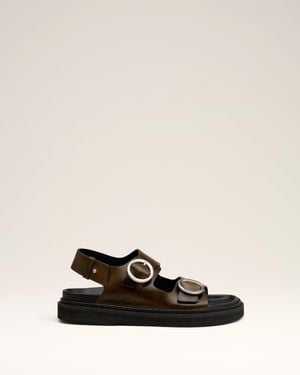 Ami Paris Leather Fussbet Midi Sandals - Natural