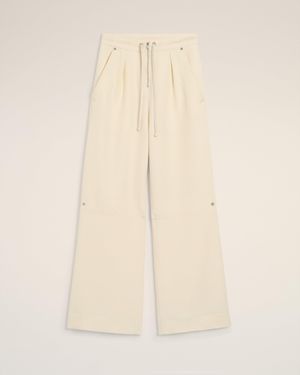 Ami Paris Wool Zipped Trousers - Natural