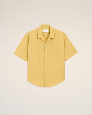 Ami Paris Cotton Short Sleeve Camp Collar Boxy Shirt - Yellow