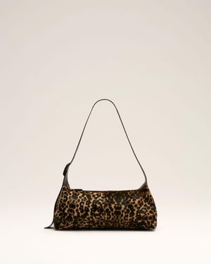 Ami Paris Small Cowhide Leather Leopard Printed Etienne Crossbody Bag - Natural