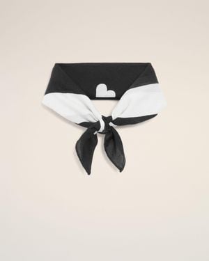 Ami Paris Cotton Ami De Coeur Printed Scarf - Black
