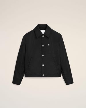 Ami Paris Nylon Ami De Coeur Stud Buttoned Jacket - Black