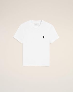 Ami Paris Cotton Ami De Coeur Cropped T-Shirt - Natural