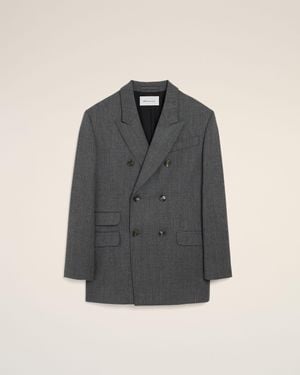 Ami Paris Double Breasted Wool Blazer - Grey