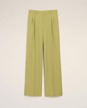 Ami Paris New Wool Low Waist Wide Trousers - Green