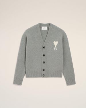 Ami Paris Alpaca Ami De Coeur Cardigan - Grey