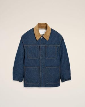 Ami Paris Cotton Padded Worker Jacket - Blue