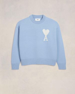 Ami Paris Off White Ami De Coeur Jumper - Blue
