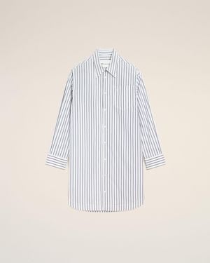 Ami Paris Striped Cotton Ami De Coeur Wide Shirt Dress - Multicolor