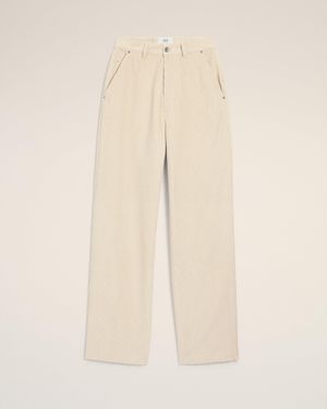 Ami Paris Cotton Large Fit Pants - Natural