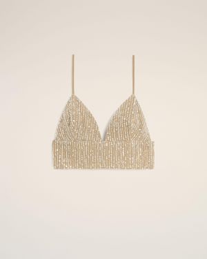Ami Paris Top Court Brodé En Sequins - Neutre