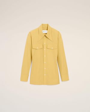 Ami Paris Cotton Sharp Collar Fitted Shirt - Yellow