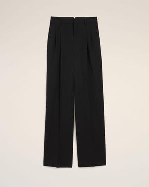 Ami Paris High-Waisted Wide-Leg Wool Pants - Black