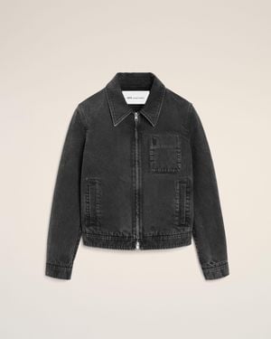 Ami Paris Cotton Tonal Ami De Coeur Zipped Jacket - Black