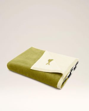 Ami Paris Two Tones Cotton Ami De Coeur Towel - Natural