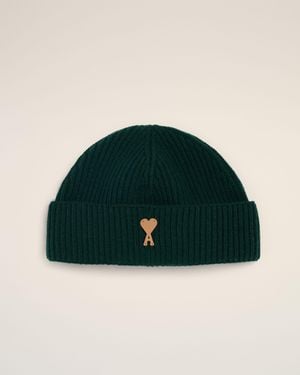 Ami Paris Wool Ami De Coeur Beanie - Green