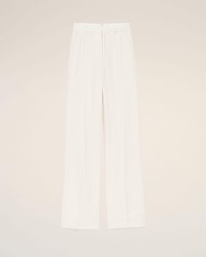 Ami Paris Blended Linen Low Waist Straight Pant - Natural