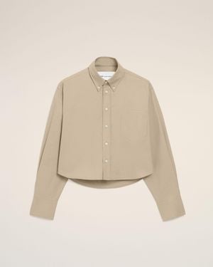 Ami Paris Cotton Cropped Embossed Ami De Coeur Shirt - Natural