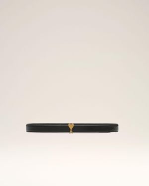 Ami Paris Cowhide Leather Belt 25Mm With Ami De Coeur Buckle - Natural