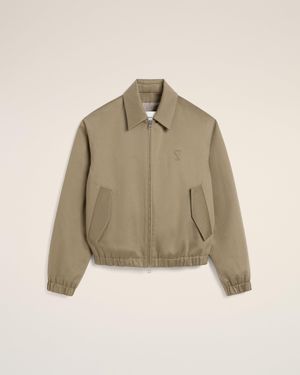 Ami Paris Cotton Ami De Coeur Zipped Jacket - Natural
