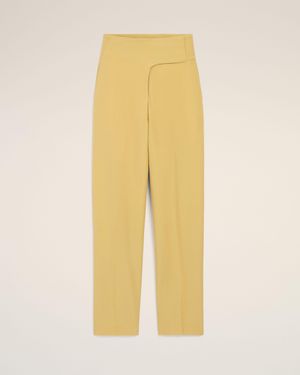 Ami Paris New Wool Wrapped Belted Trousers - Yellow