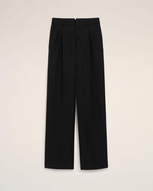 Ami Paris New Wool Low Waist Wide Pants - Black