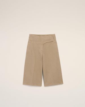 Ami Paris Cotton Wrapped Belted Bermuda Shorts - Natural