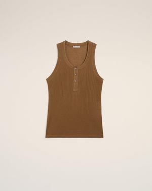 Ami Paris Jersey Buttoned Placket Tanktop - Natural